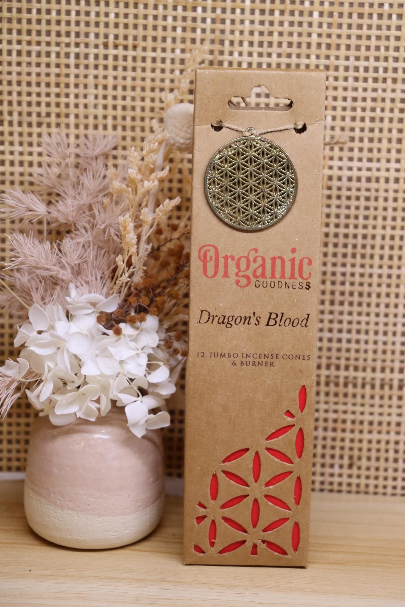 Organic Goodness Jumbo Incense Cones & Mini Burner | Dragon's Blood