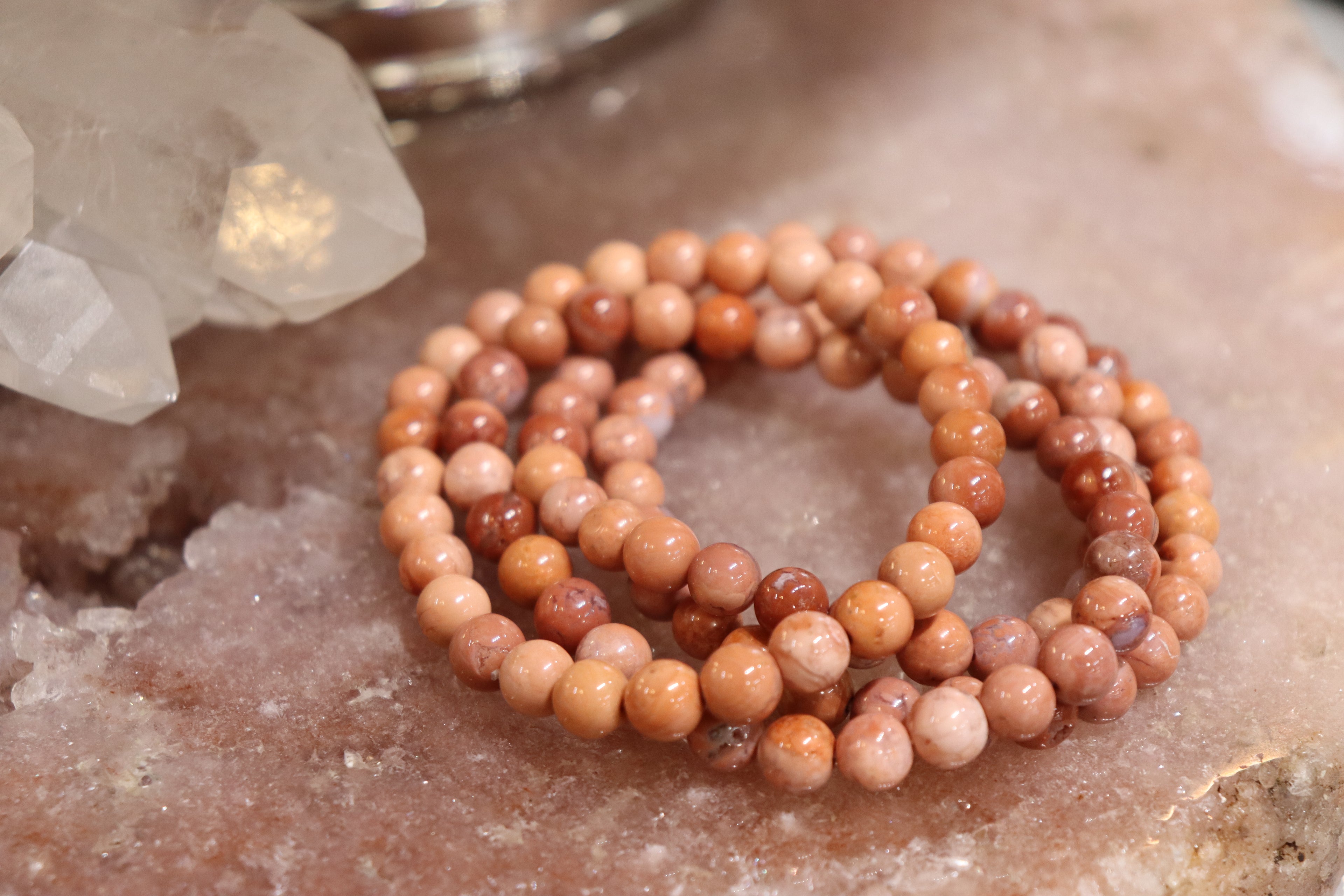 Natural Pink Agate Bracelet Dark Colour | 7mm (Copy)