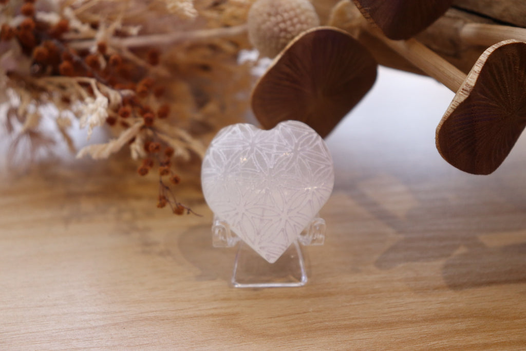 Selenite Heart | Flower Of Life