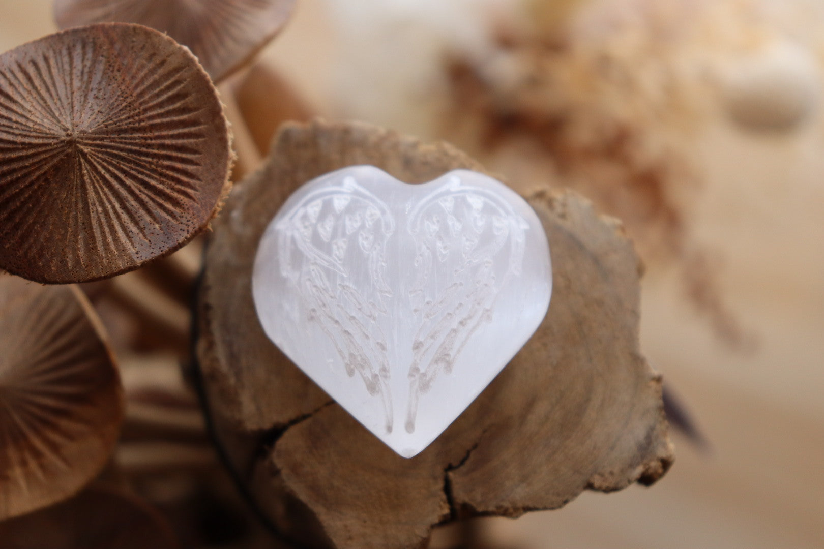 Selenite Heart | Angel Wings