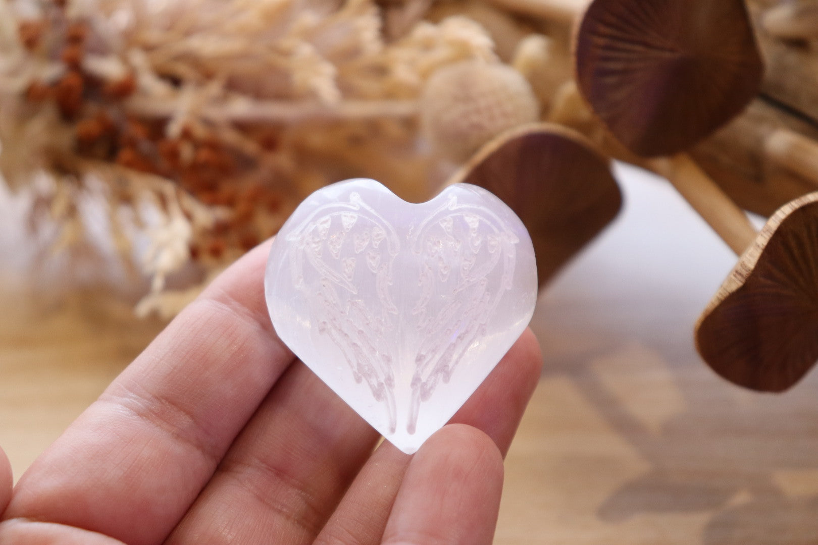 Selenite Heart | Angel Wings
