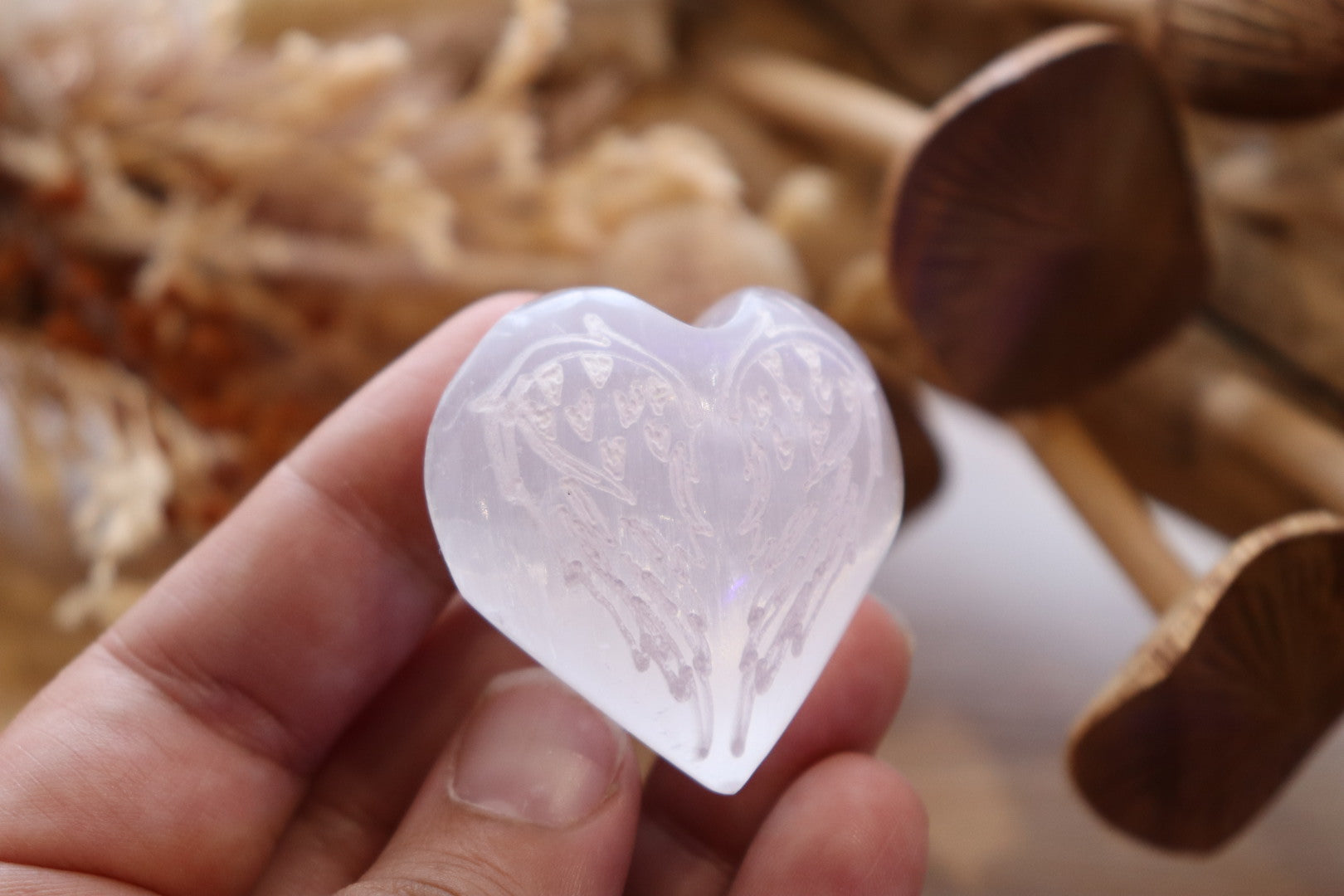 Selenite Heart | Angel Wings