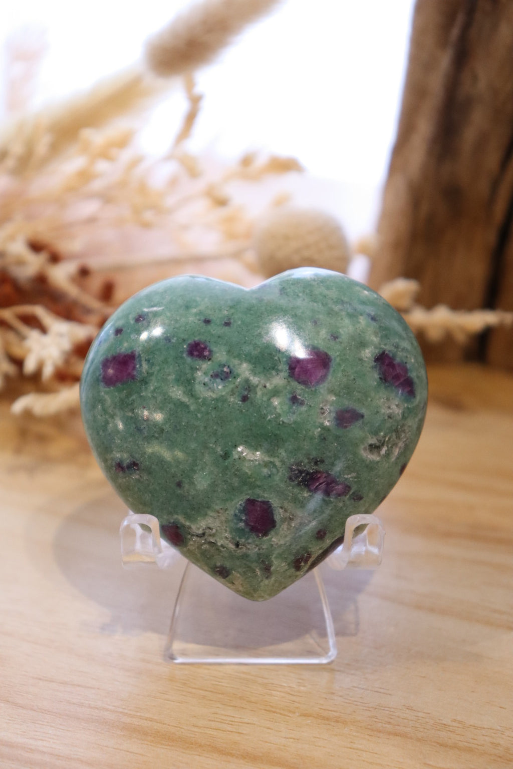 Ruby Fuchsite Heart + Stand | 135g