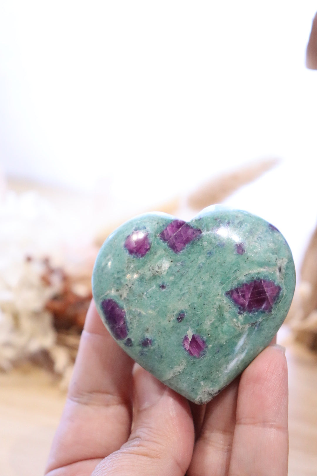 Ruby Fuchsite Heart + Stand | 92g