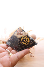 Orgonite Pyramid | Shungite & Clear Quartz | OM Symbol