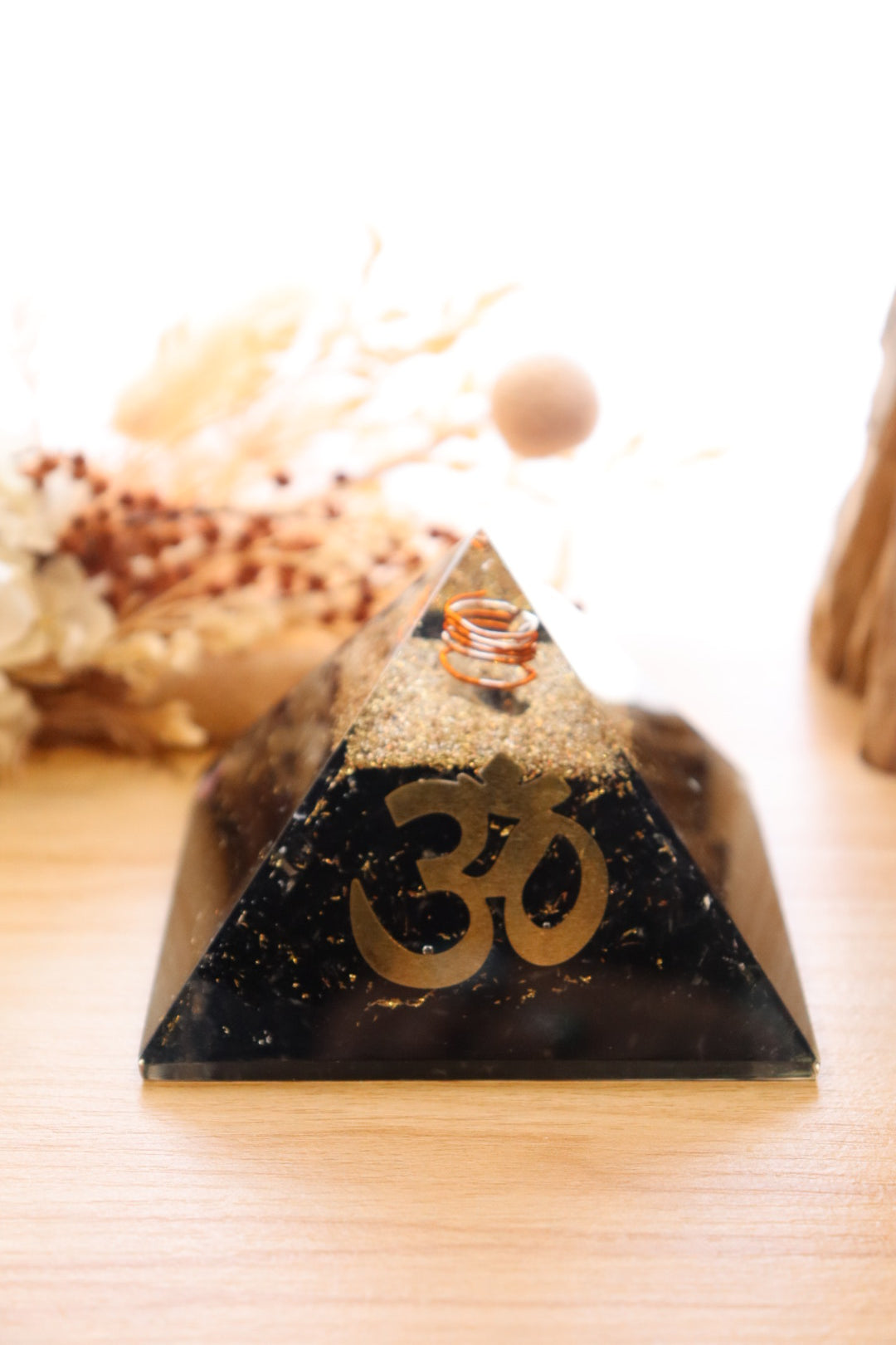 Orgonite Pyramid | Shungite & Clear Quartz | OM Symbol