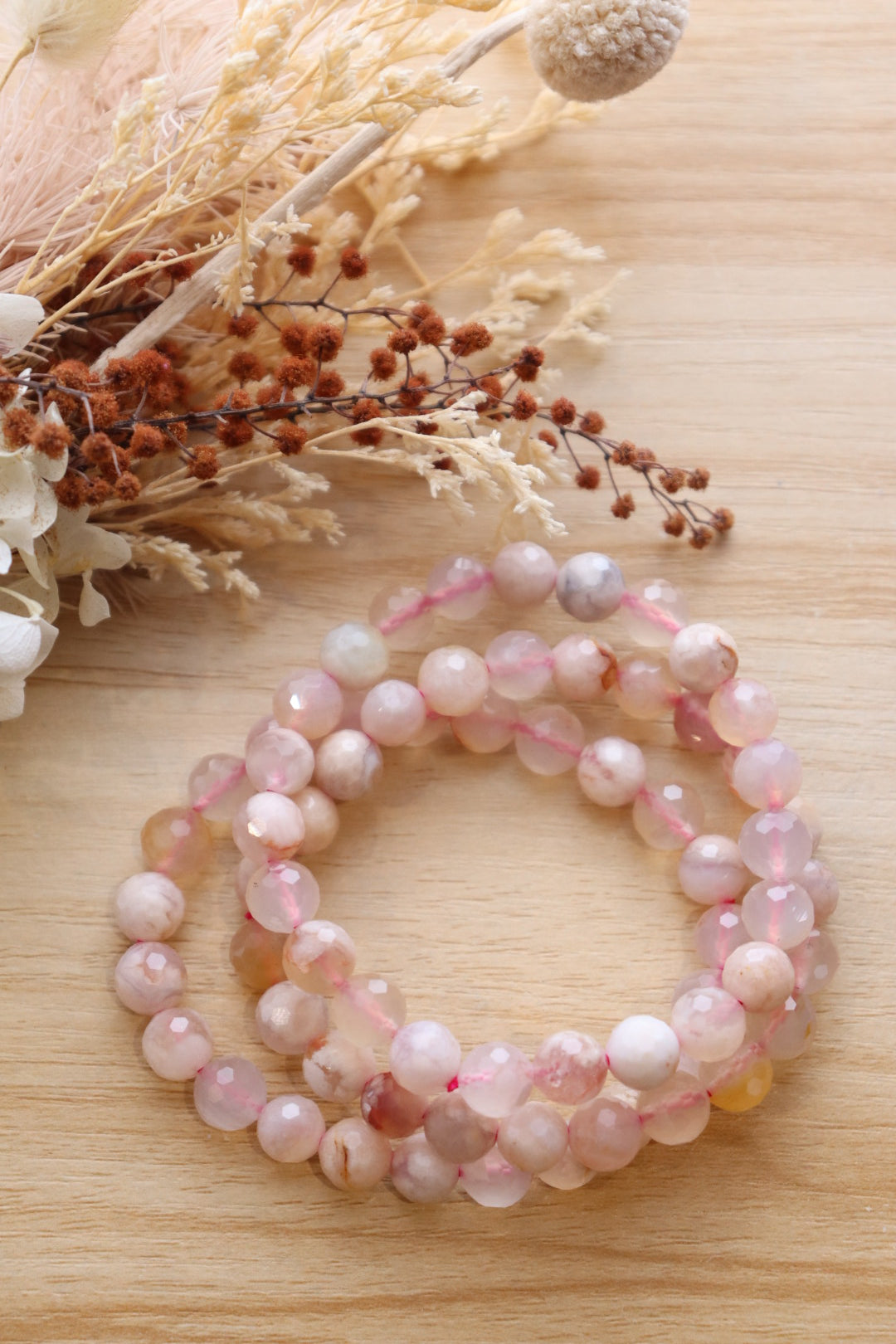 Flower Agate Bracelet | Faceted 8mm
