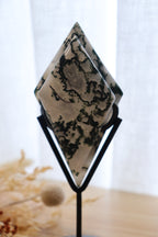 Tree Agate Double Diamond + Black Stand