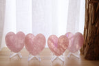 Rose Quartz Folded Heart + Acrylic Stand