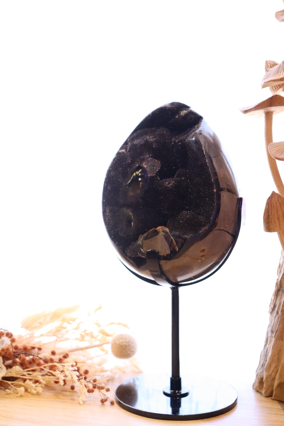 Septarian Egg + Black Metal Stand | 1.282kg