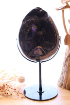 Septarian Egg + Black Metal Stand | 1.282kg