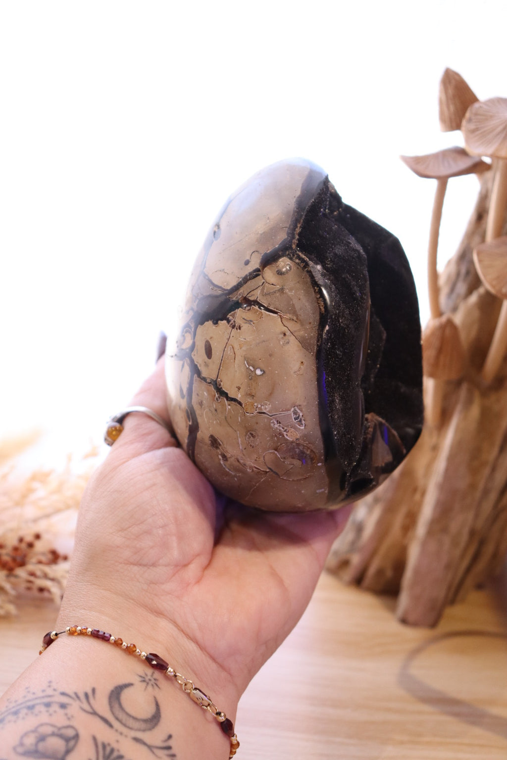 Septarian Egg + Black Metal Stand | 1.282kg