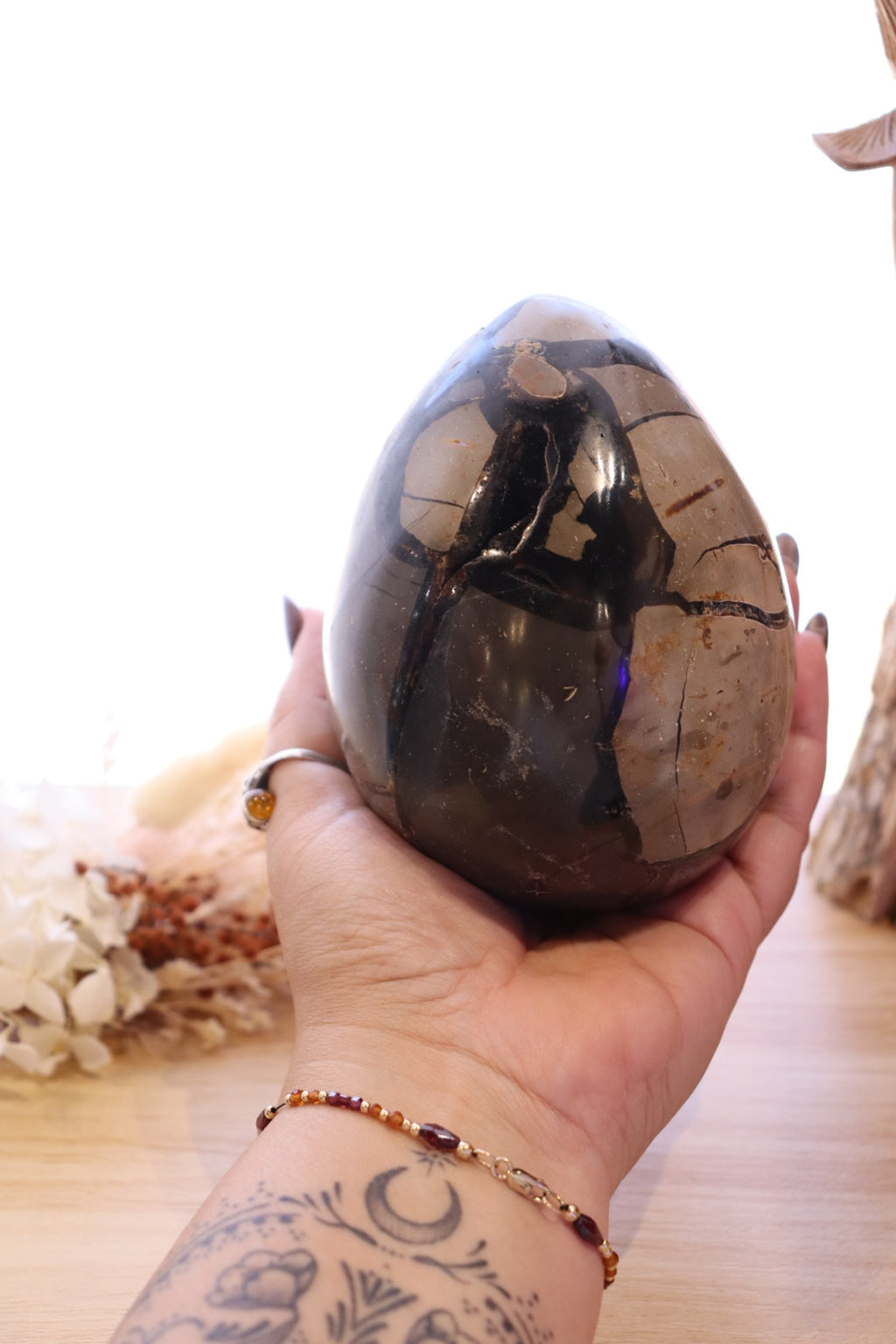 Septarian Egg + Black Metal Stand | 1.282kg