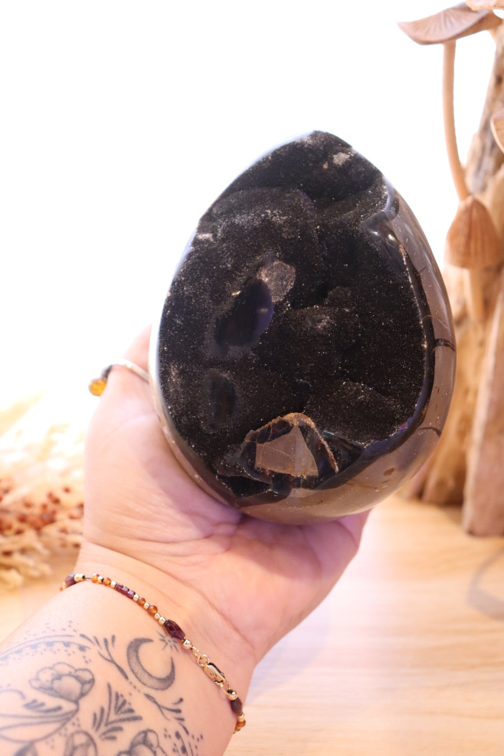 Septarian Egg + Black Metal Stand | 1.282kg