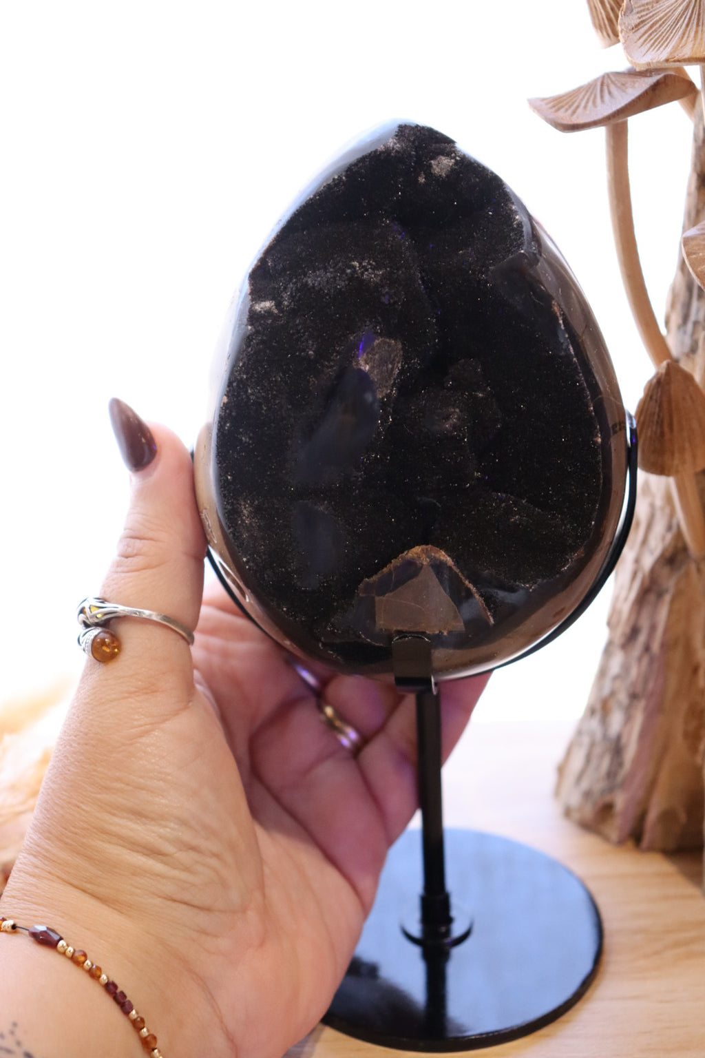 Septarian Egg + Black Metal Stand | 1.282kg