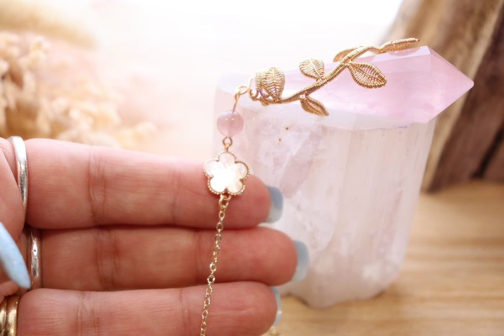 Rose Quartz Pendulum | Gold Wire Wrap