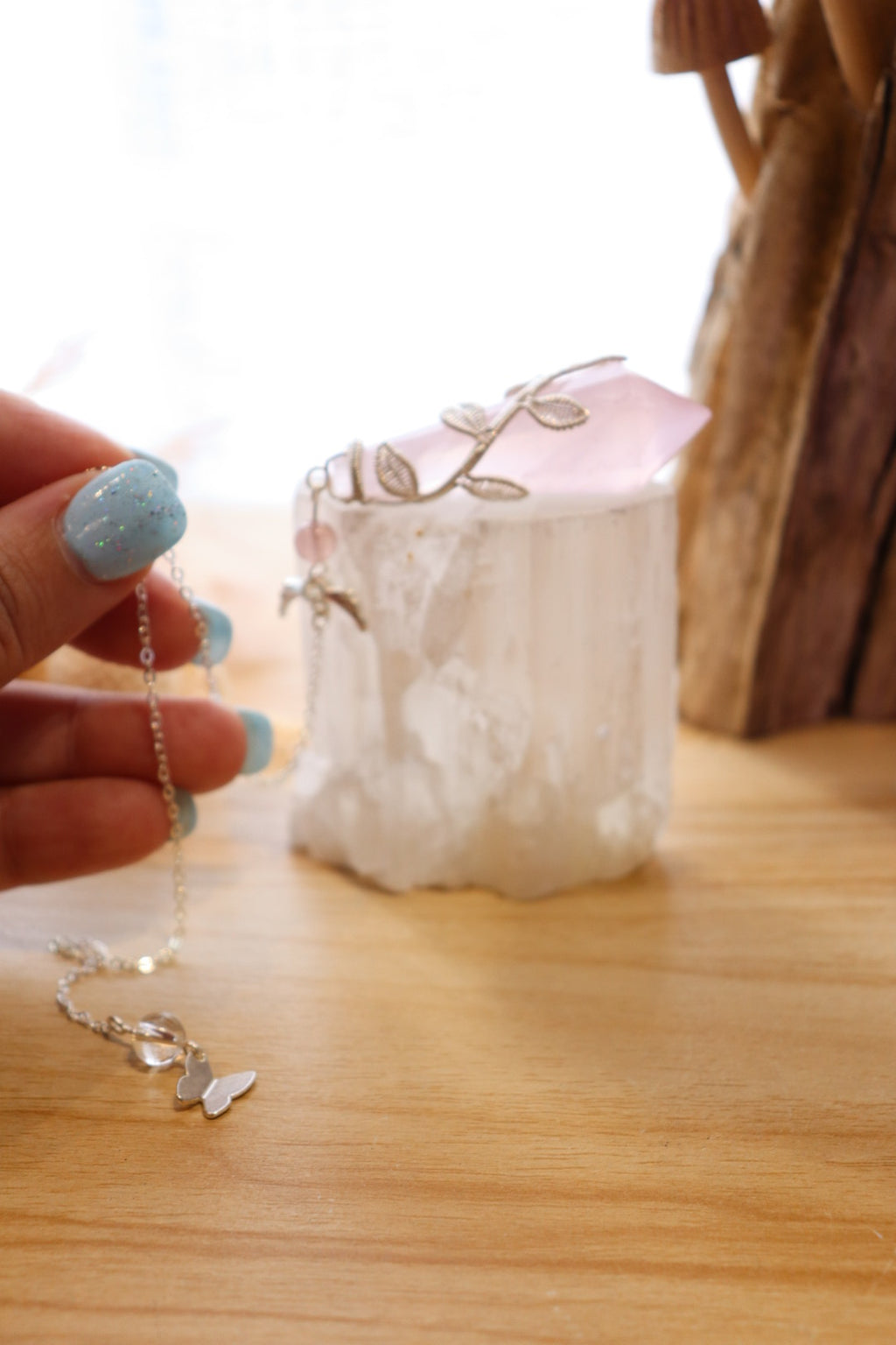 Rose Quartz Pendulum | Silver Wire Wrap
