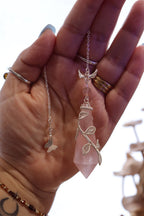 Rose Quartz Pendulum | Silver Wire Wrap