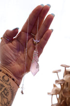 Rose Quartz Pendulum | Silver Wire Wrap
