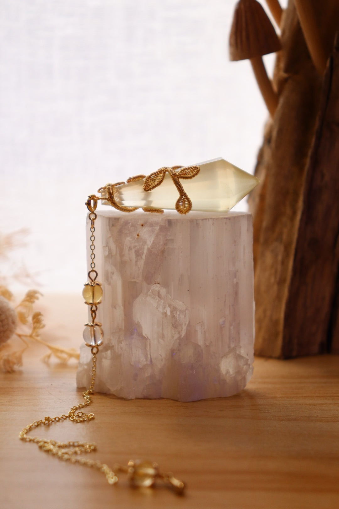 Citrine Pendulum | Gold Wire Wrap
