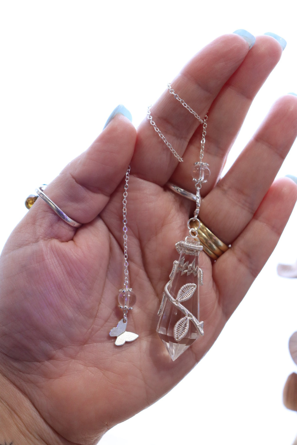 Clear Quartz Pendulum | Silver Wire Wrap