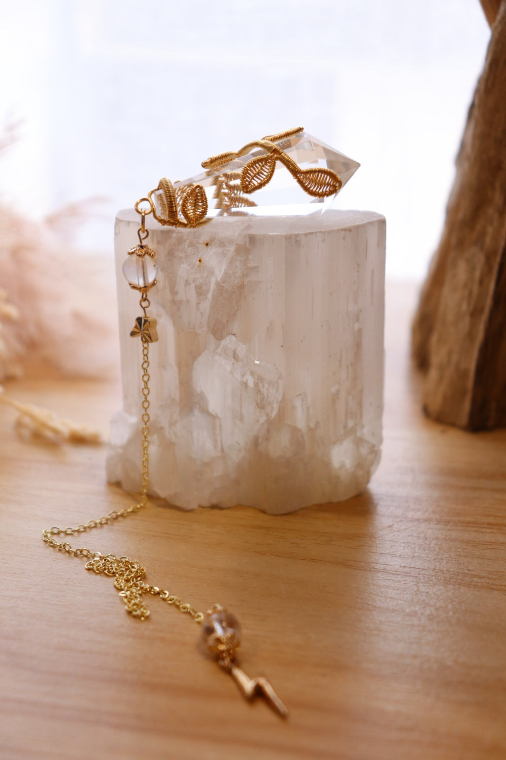 Clear Quartz Pendulum | Gold Wire Wrap