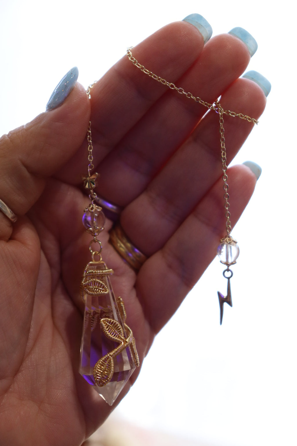 Clear Quartz Pendulum | Gold Wire Wrap