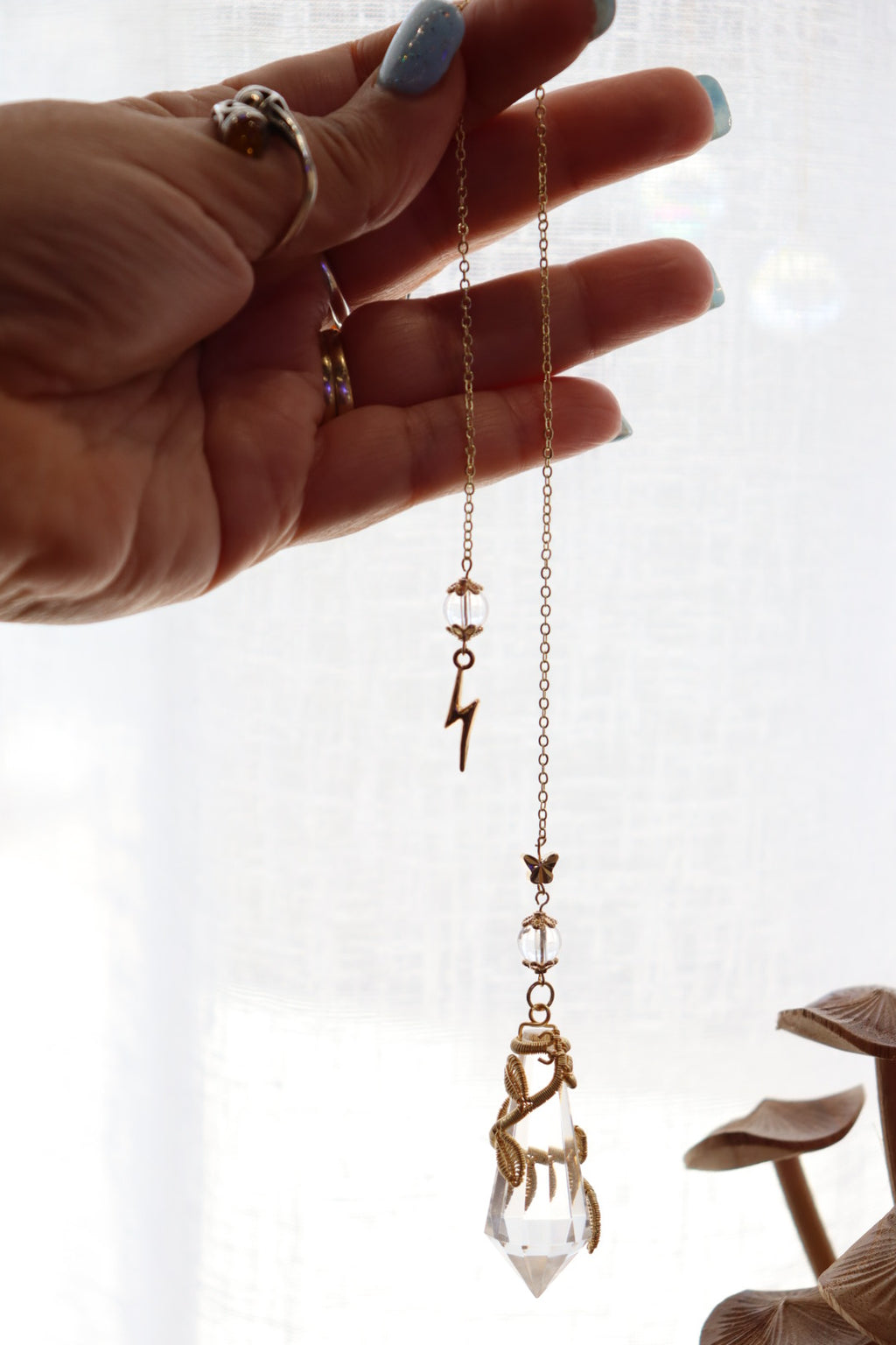 Clear Quartz Pendulum | Gold Wire Wrap