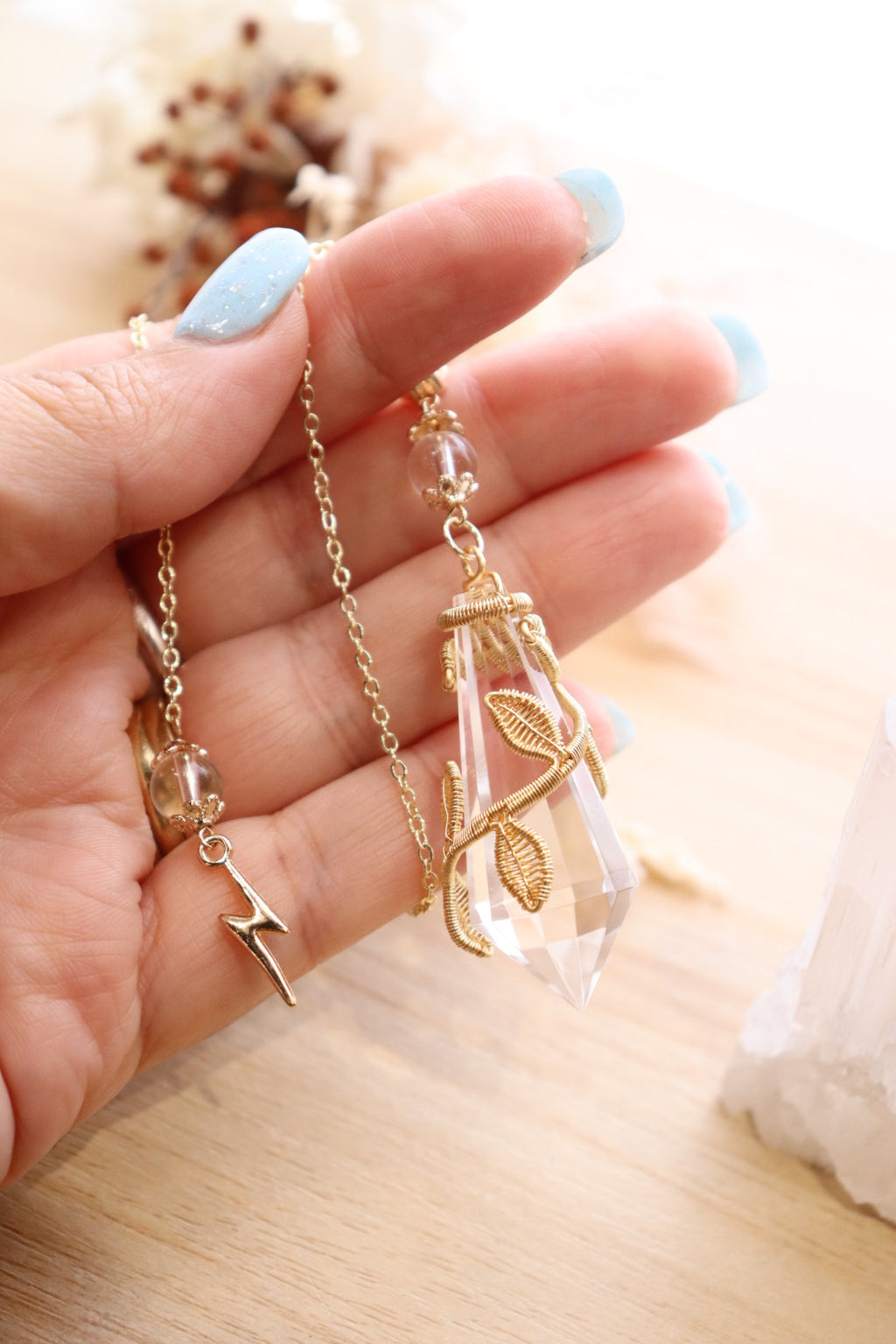Clear Quartz Pendulum | Gold Wire Wrap