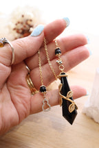 Black Obsidian Pendulum | Gold Wire Wrap