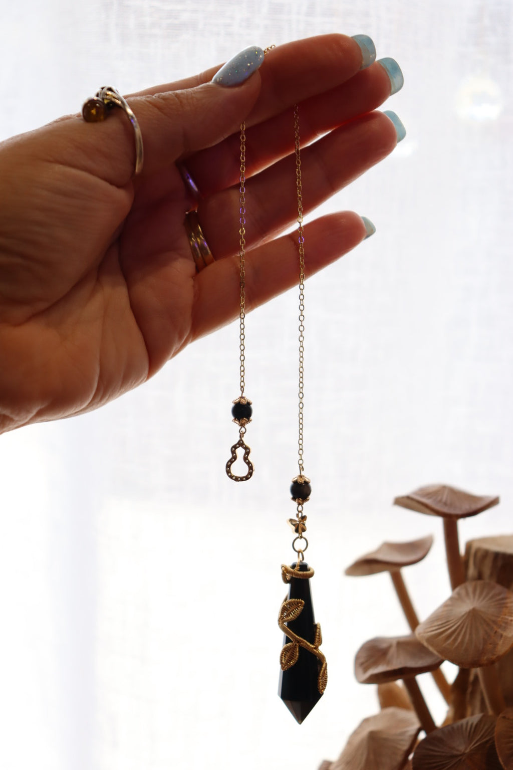 Black Obsidian Pendulum | Gold Wire Wrap