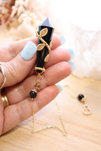 Black Obsidian Pendulum | Gold Wire Wrap