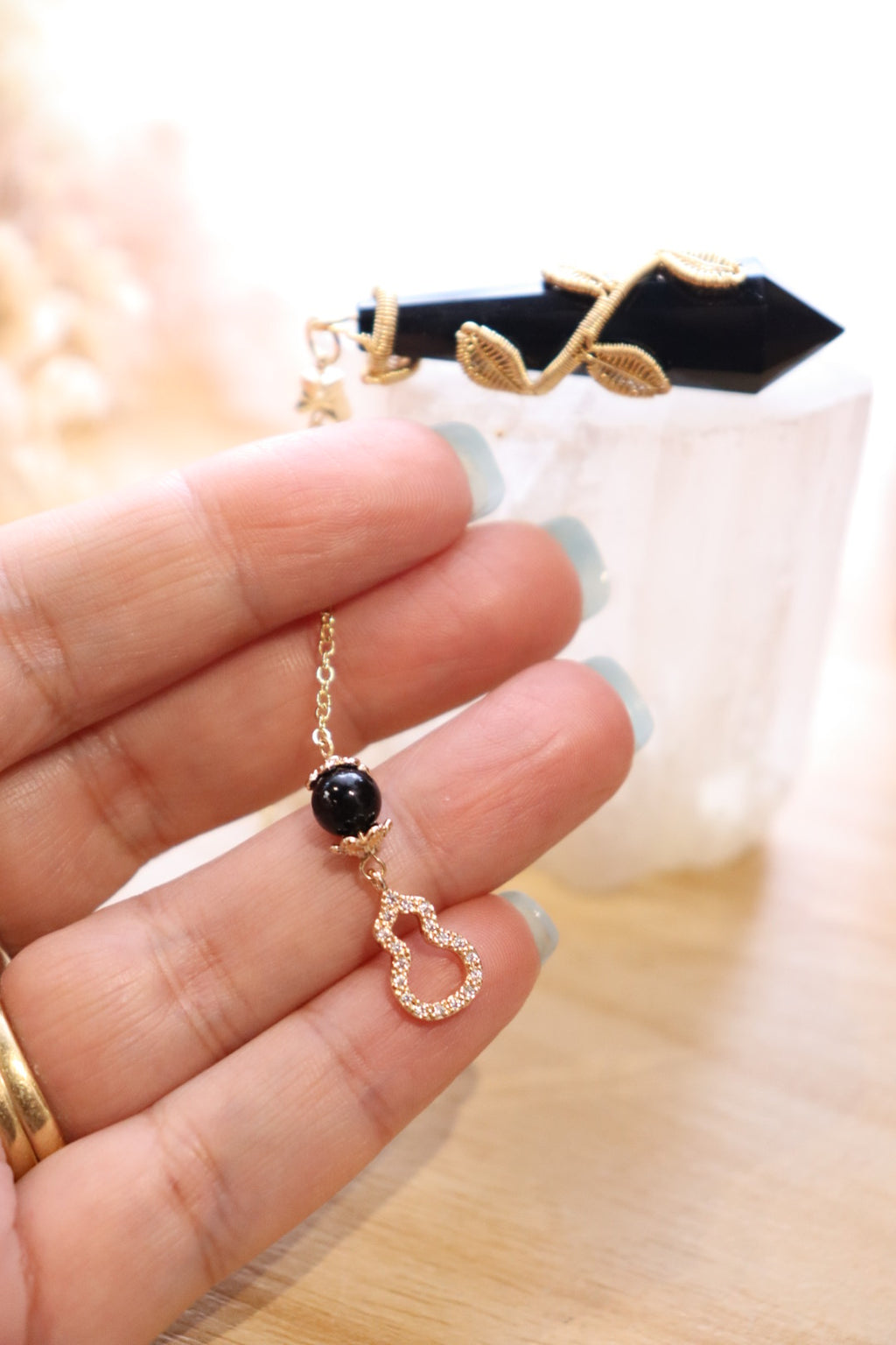 Black Obsidian Pendulum | Gold Wire Wrap