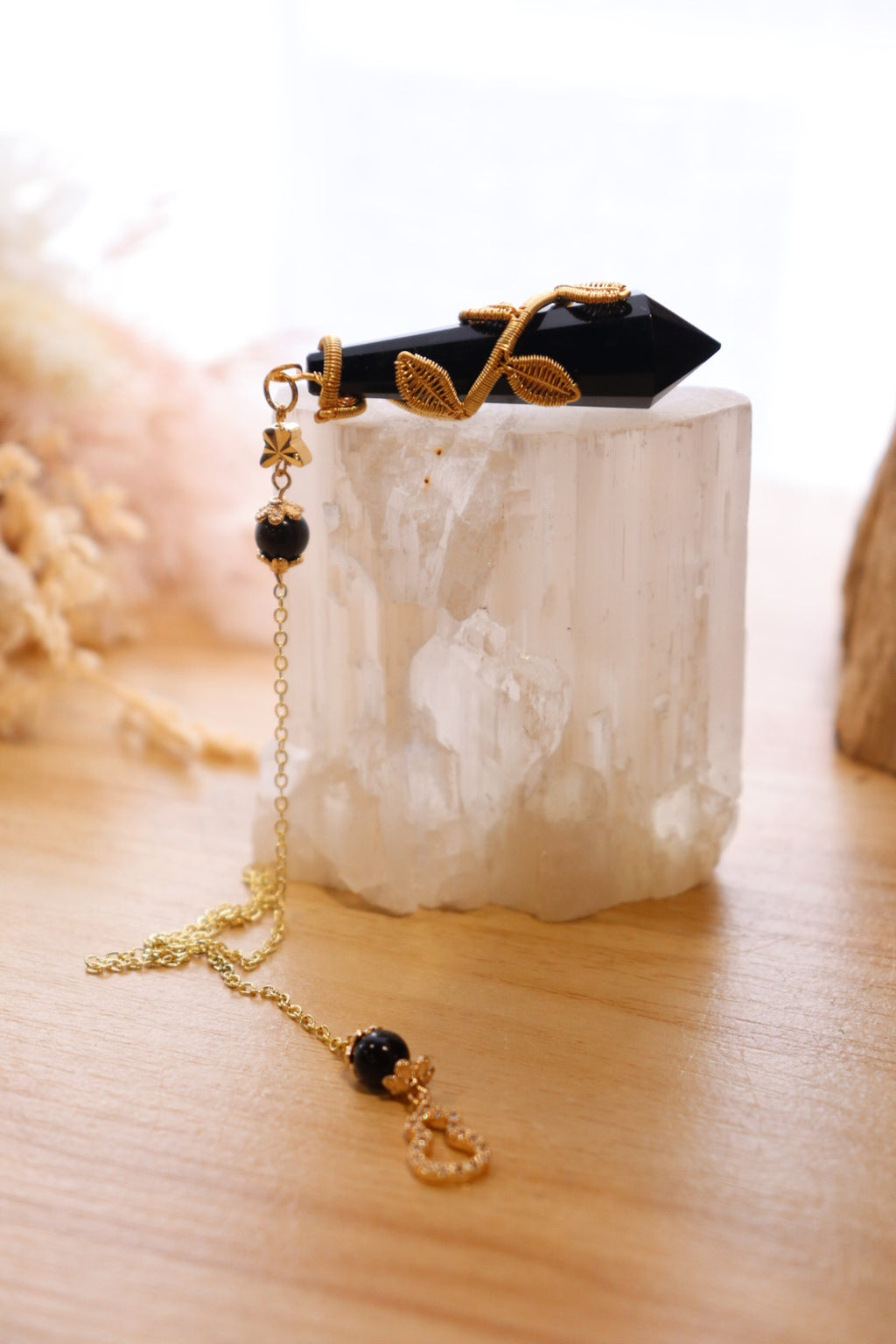 Black Obsidian Pendulum | Gold Wire Wrap