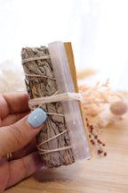 White Sage + Palo Santo + Selenite Smudge Stick (10-12cm)