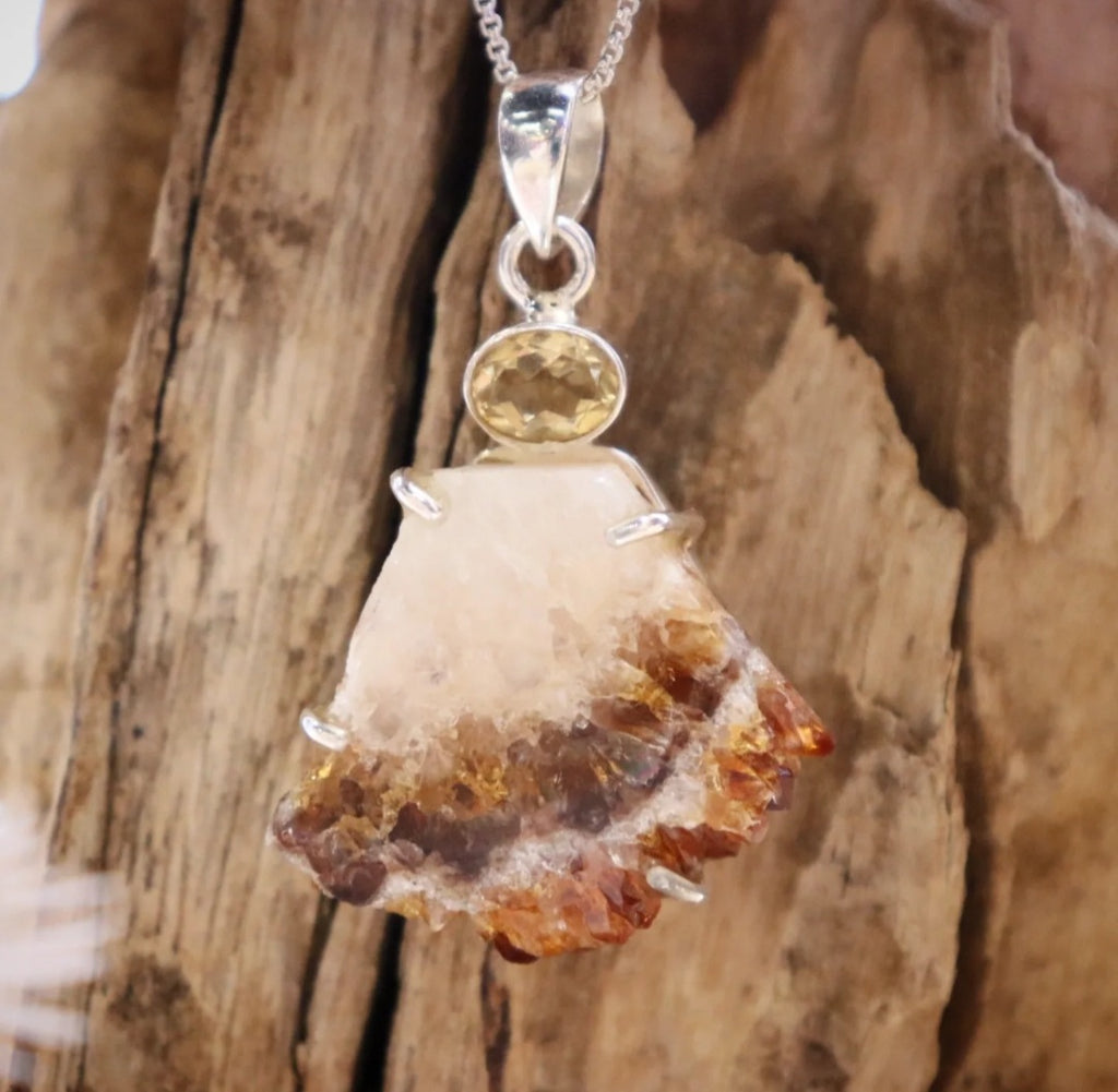 Citrine Pendant | Raw + Faceted