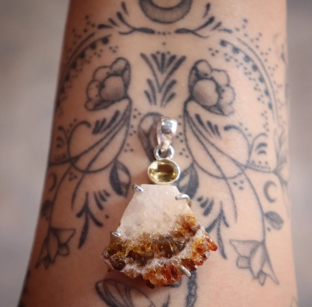 Citrine Pendant | Raw + Faceted