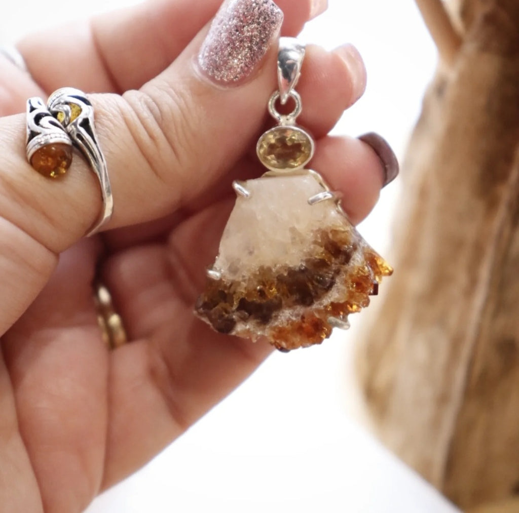 Citrine Pendant | Raw + Faceted