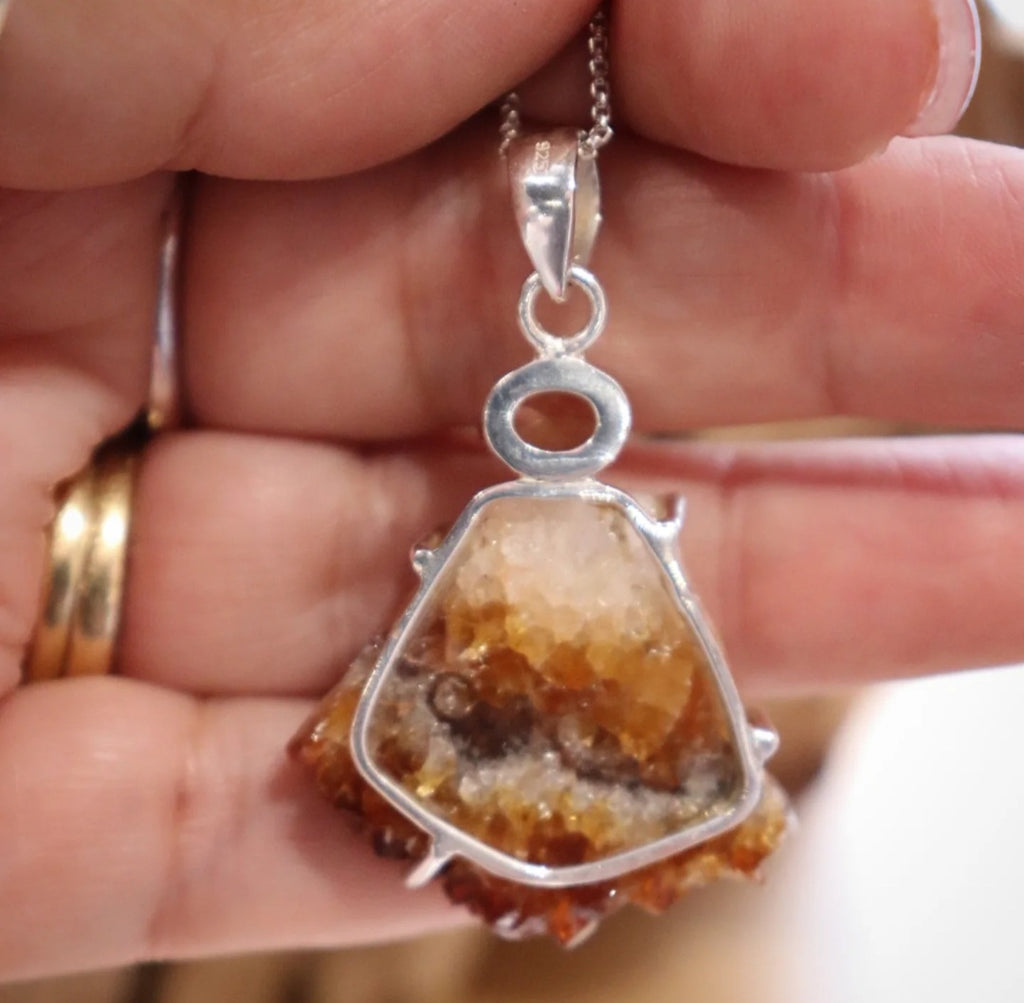 Citrine Pendant | Raw + Faceted