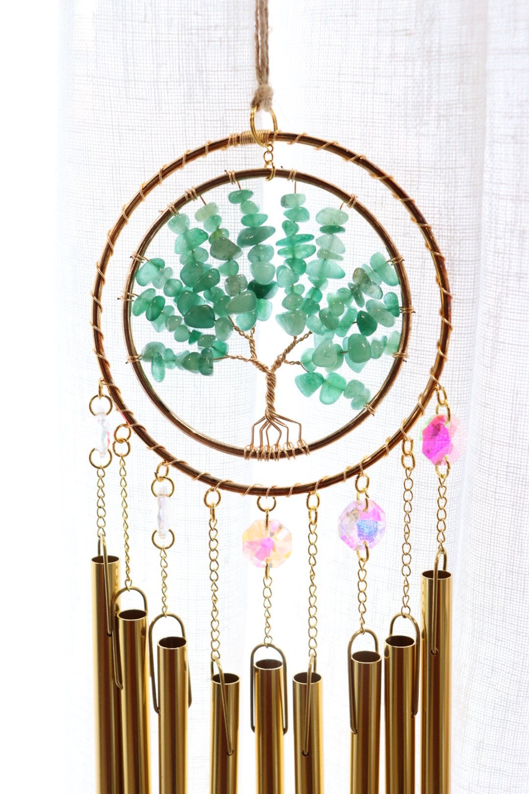 Tree Of Life Windchime Suncatcher | Green Adventurine