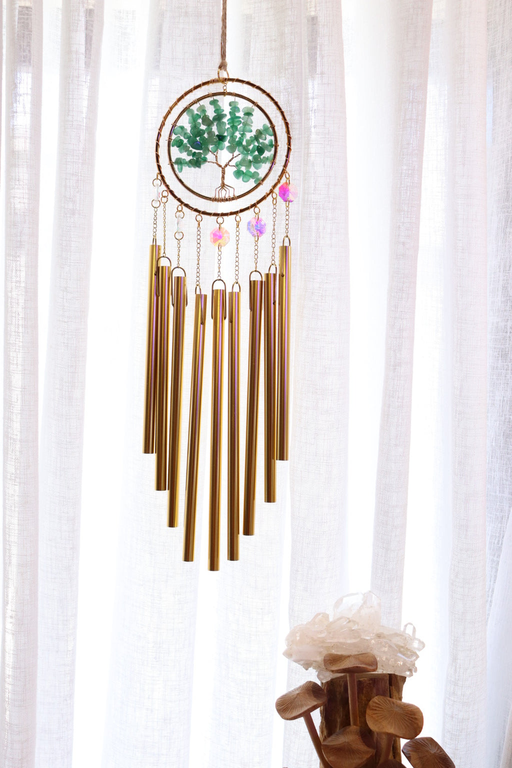 Tree Of Life Windchime Suncatcher | Green Adventurine