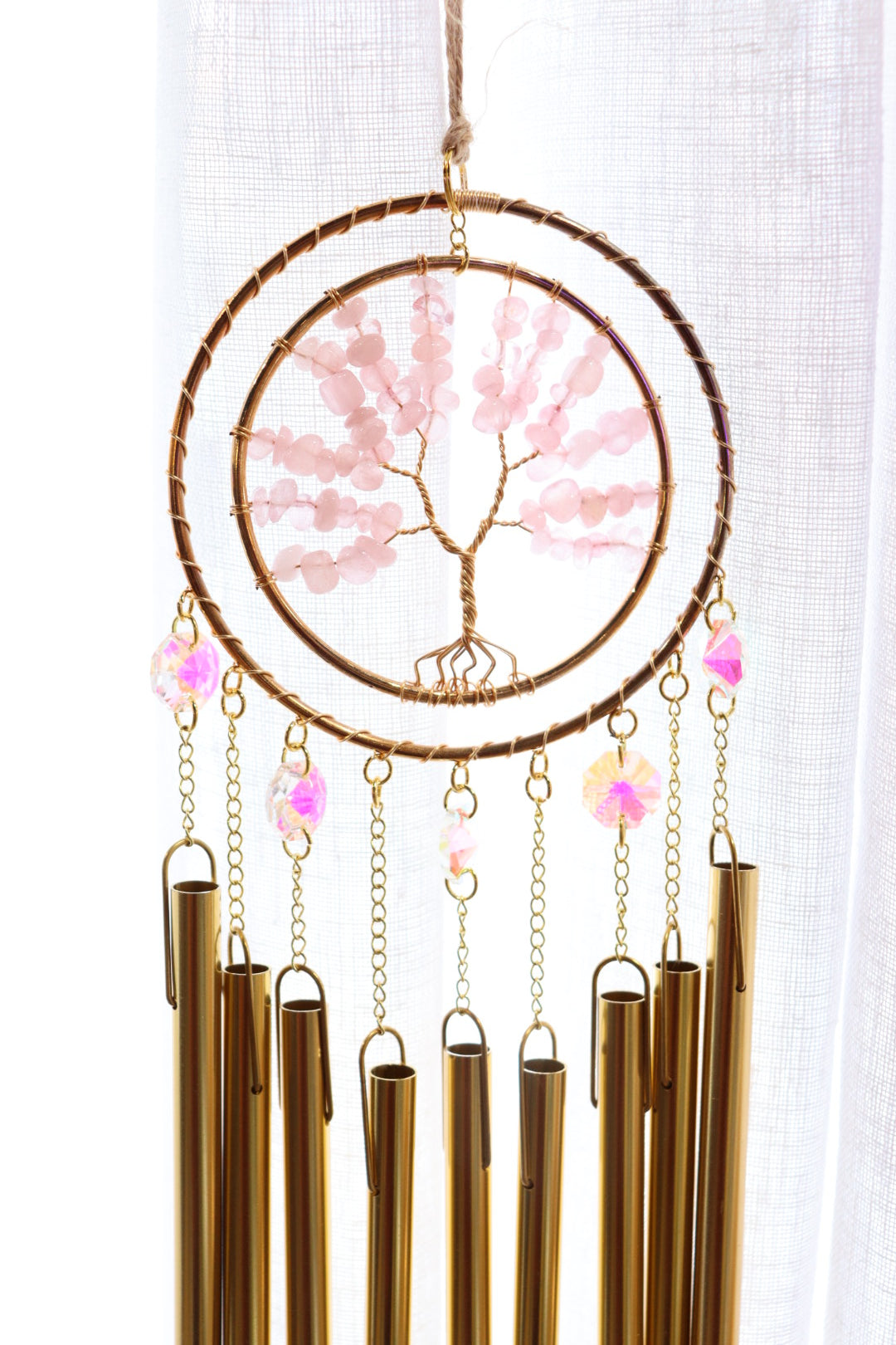 Tree Of Life Windchime Suncatcher | Rose Quartz