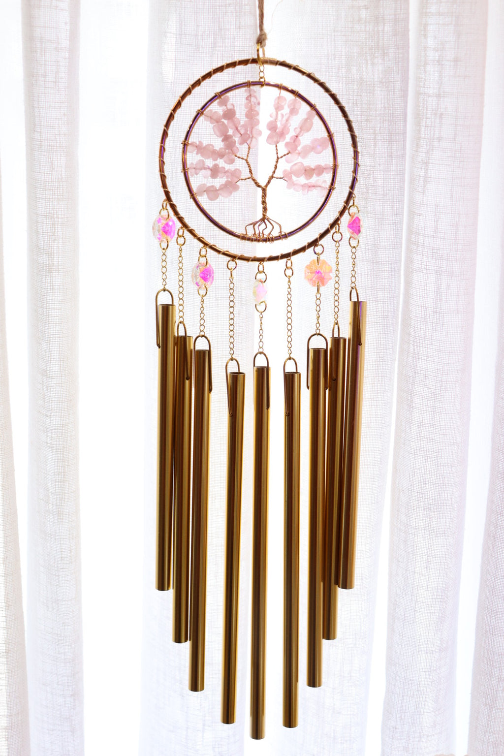 Tree Of Life Windchime Suncatcher | Rose Quartz