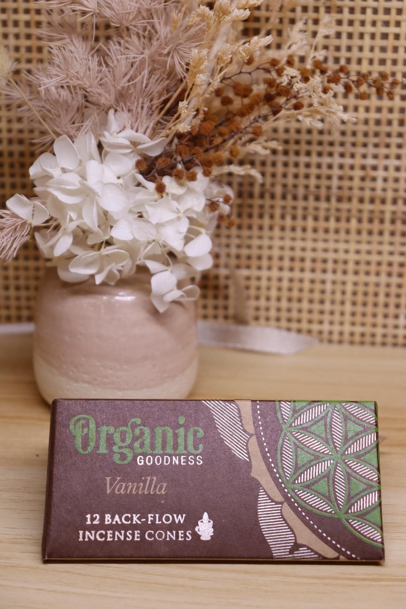 Organic Goodness Back-Flow Incense Cones | Vanilla