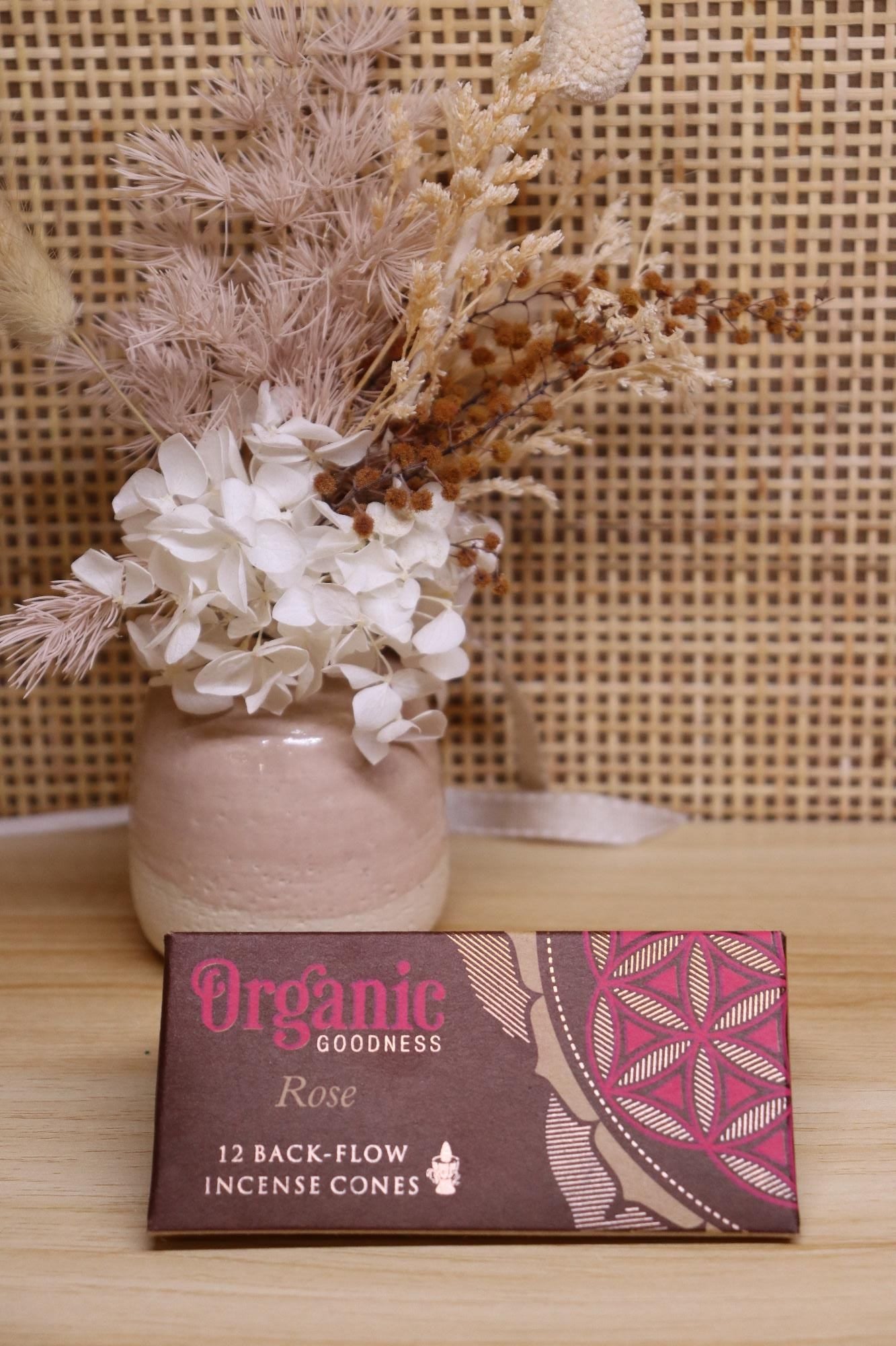 Organic Goodness Back-Flow Incense Cones | Rose