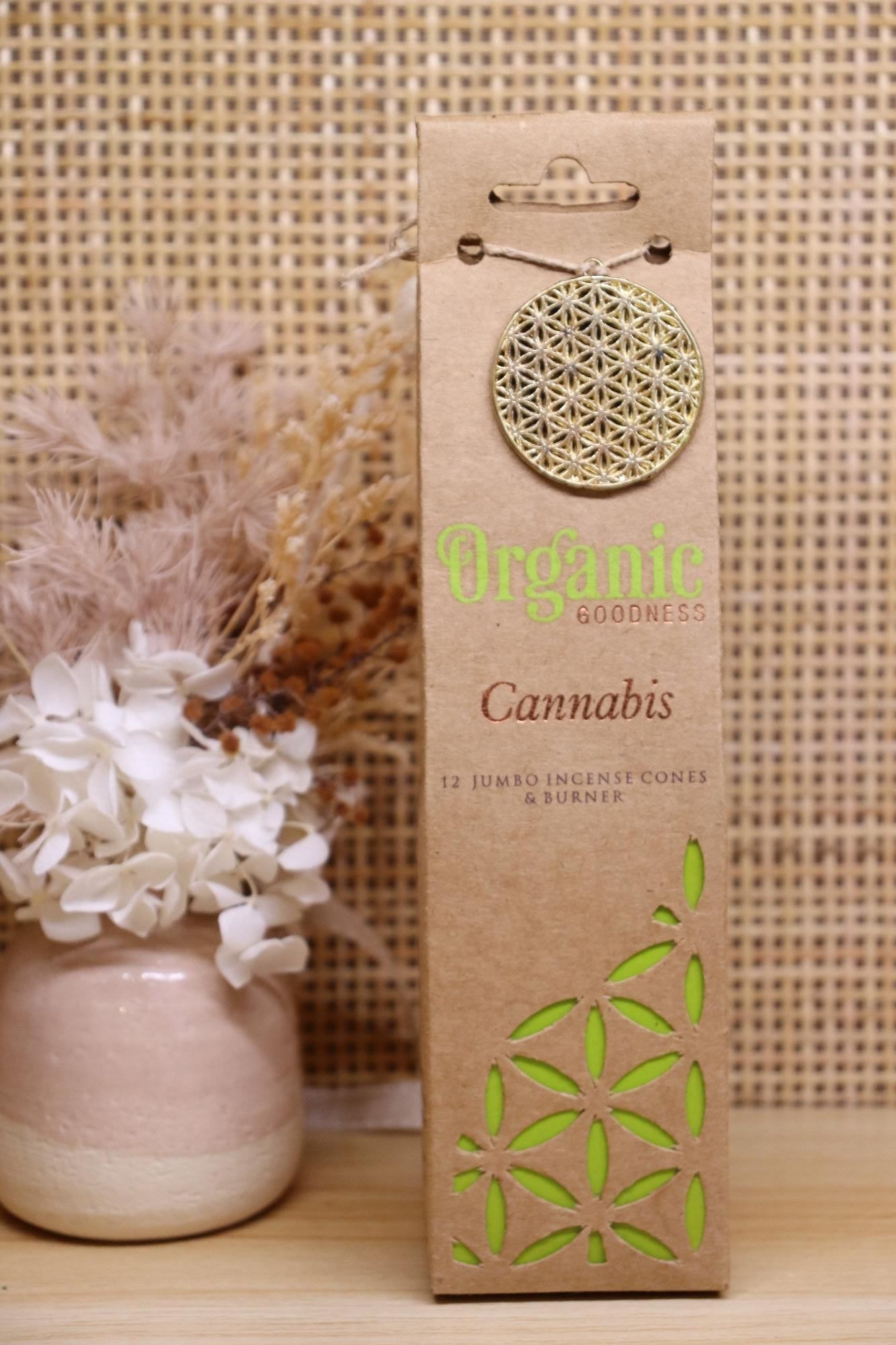 Organic Goodness Jumbo Incense Cones & Mini Burner | Cannabis