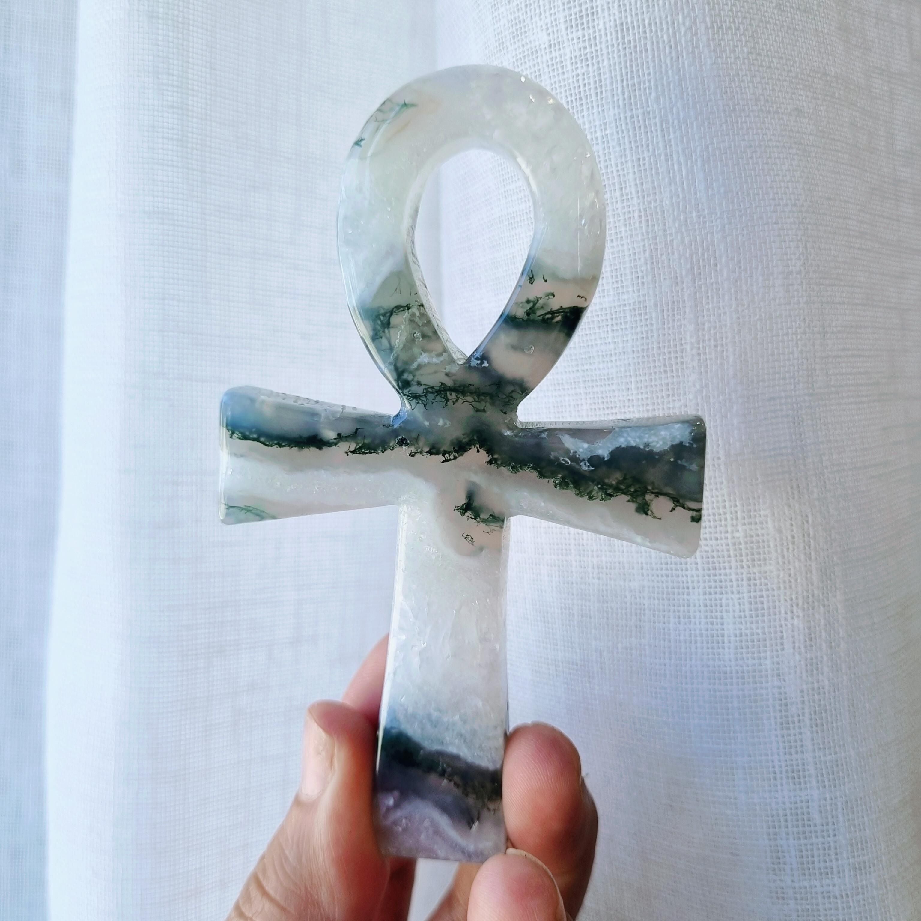 Ankh Carving | Moss Agate