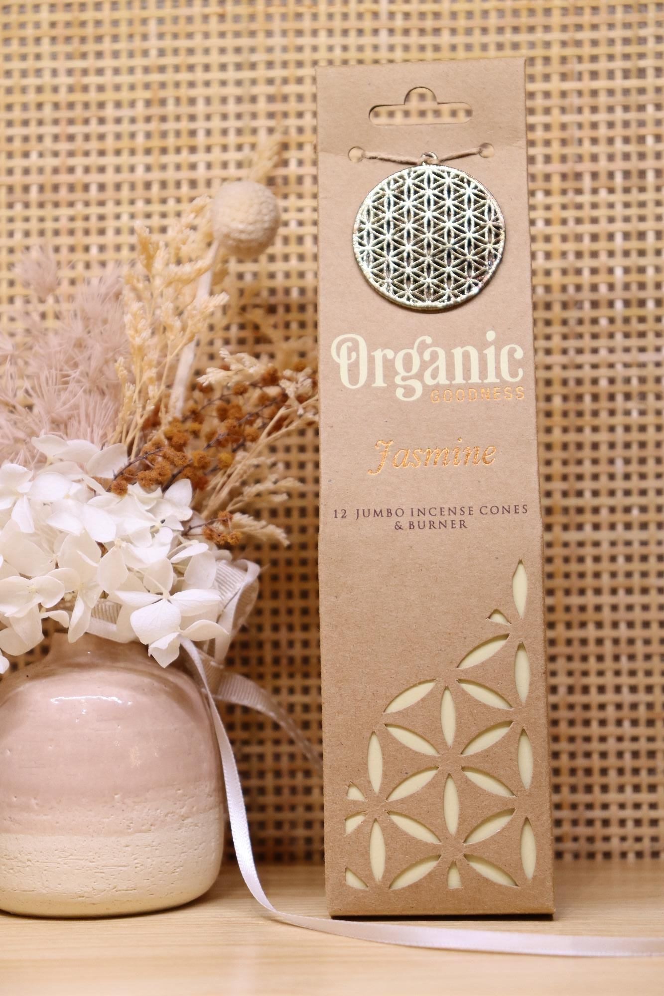 Organic Goodness Jumbo Incense Cones & Mini Burner | Jasmine