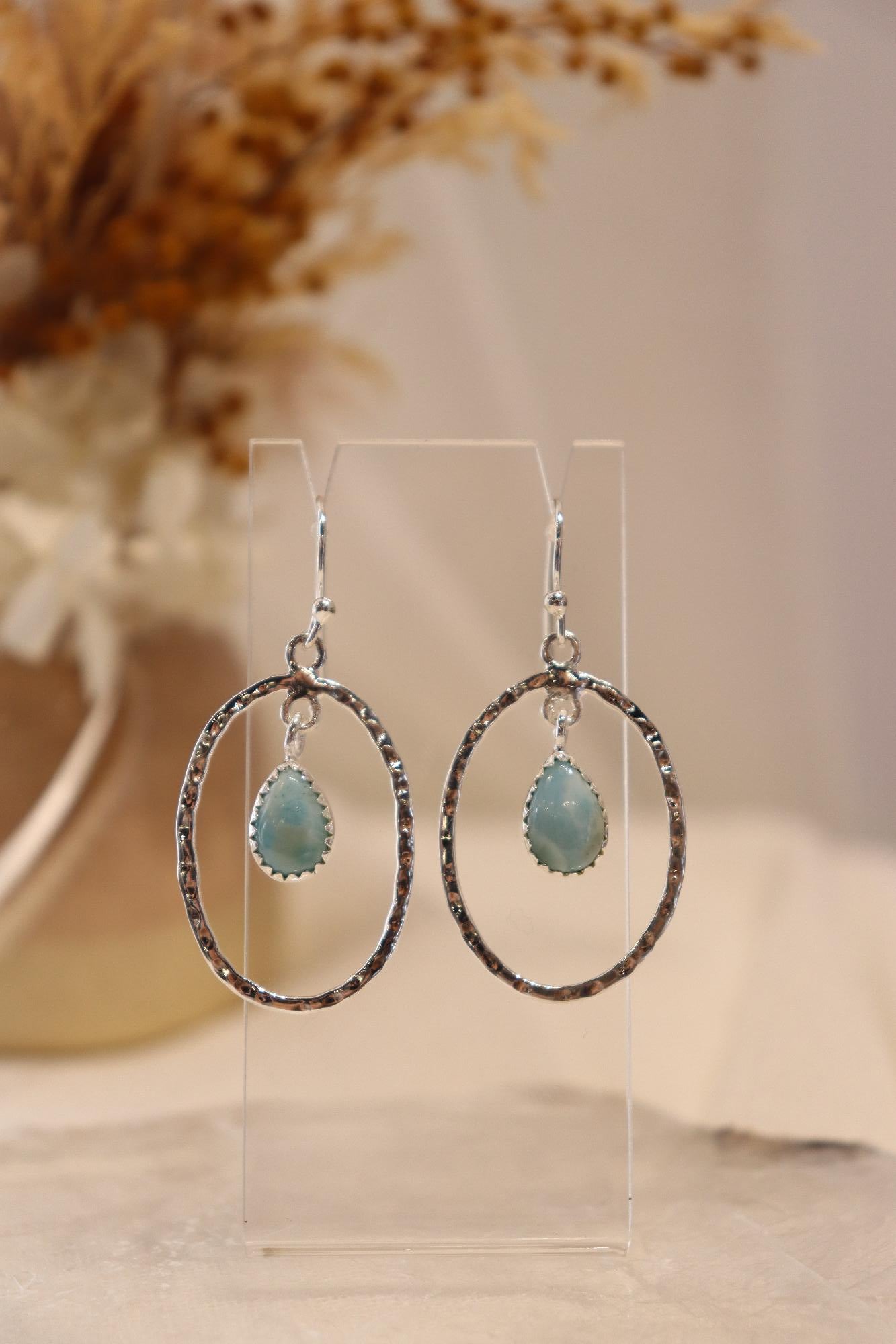 Larimar Earrings | Dangle Oval
