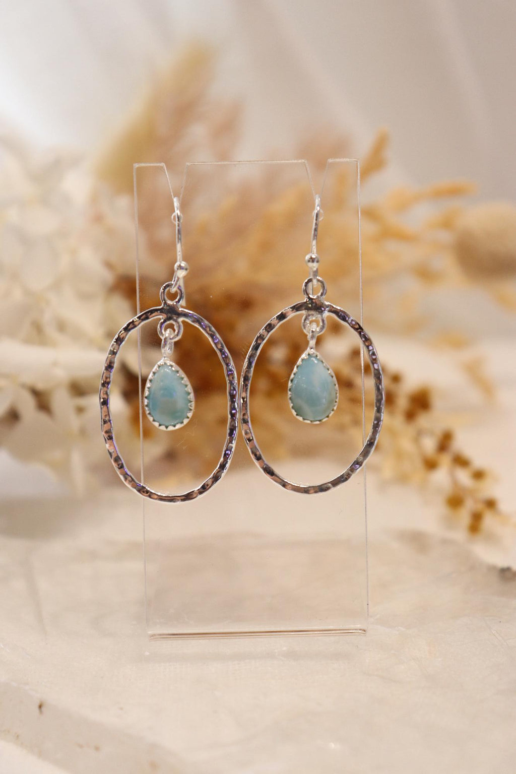 Larimar Earrings | Dangle Oval